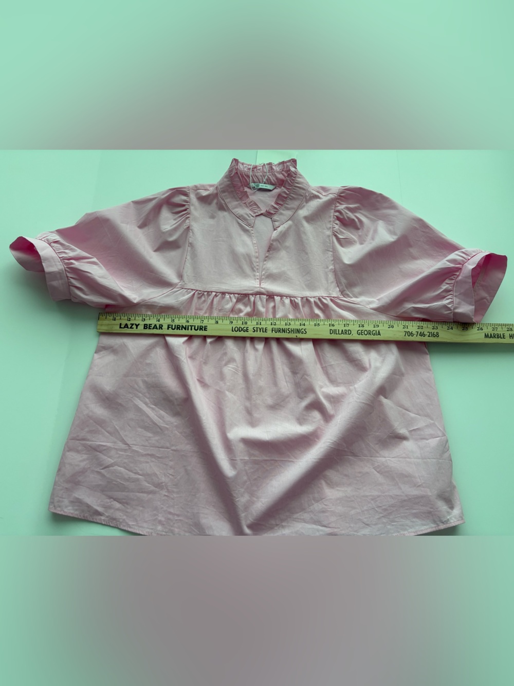 Cicy Bell NWT Light Pink Cotton Puff Sleeve Babydoll Blouse Size L - Picture 11 of 14